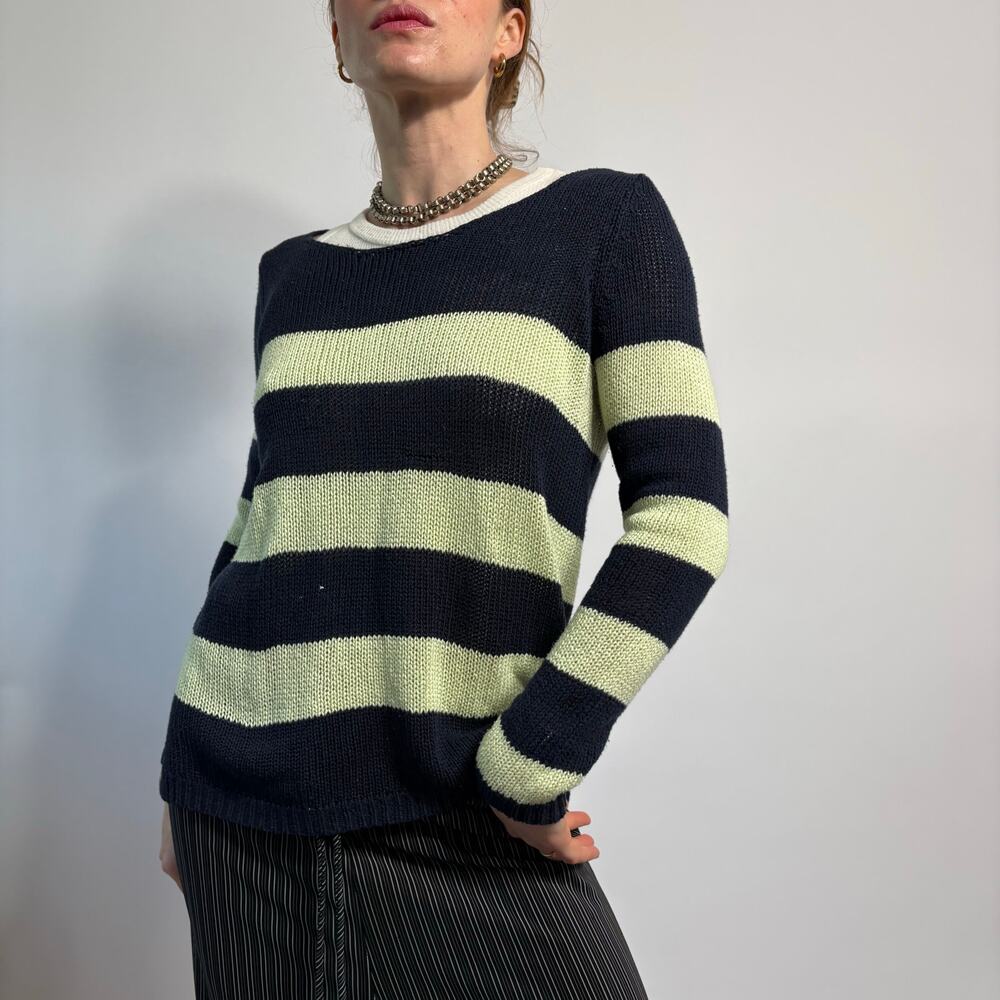 Olive & Oak Striped Open Back Sweater - Size Small